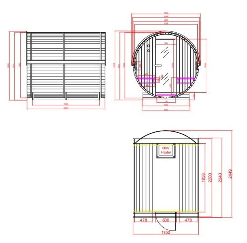 Sanotechnik Nyborg L kültéri finn szauna, hatszemélyes