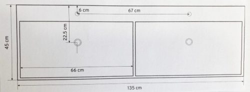 Fidzsi 135x45 öntött márvány dupla mosdó