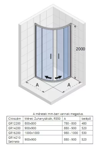 Riho Hamar 2.0 R309 80x80 íves tolóajtós zuhanykabin