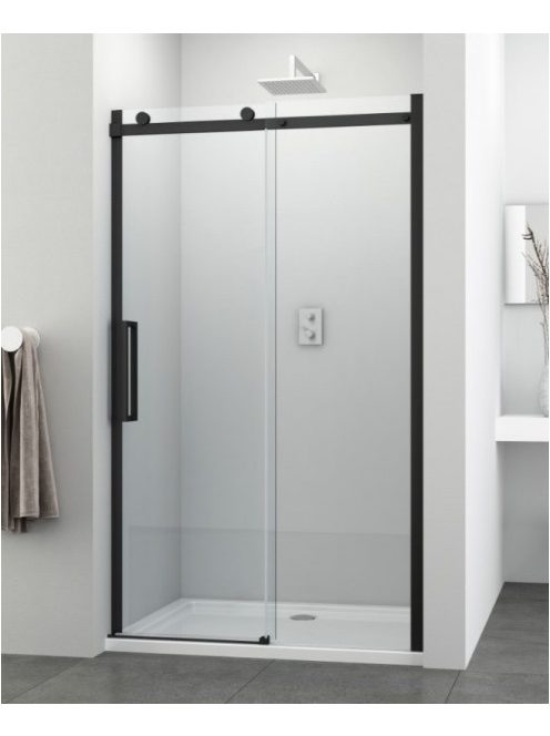 Comfort Black 140 cm tolóajtós zuhanyajtó