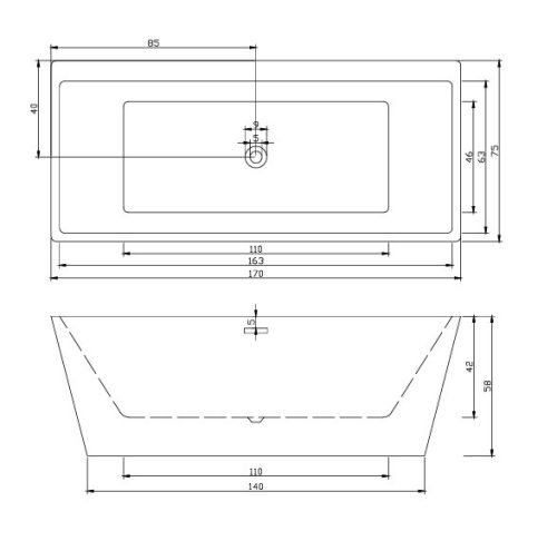 Sanotechnik Style 170x75 szabadon álló kád