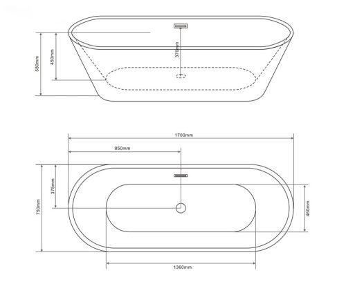 Sanotechnik York 170x75 szabadon álló kád