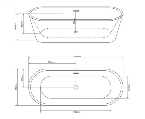 Sanotechnik Reno 170x75 szabadon álló kád