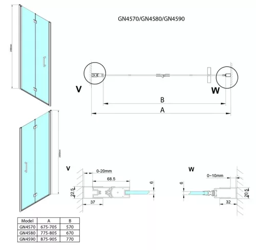 Gelco Loro 80 cm csuklóajtós zuhanyajtó