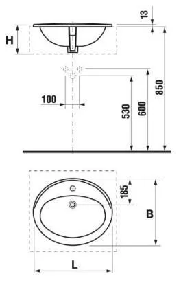 Ibon beépíthető mosdó 52 cm méretei