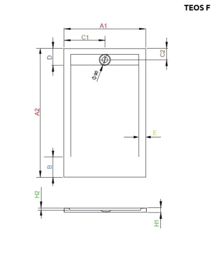 Radaway Teos F 100x80 méretre vágható öntött márvány zuhanytálca