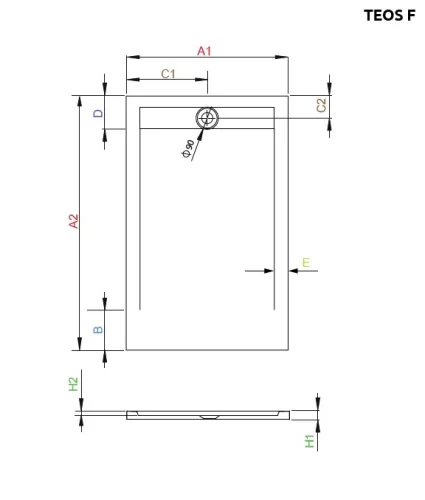Radaway Teos F 140x70 méretre vágható öntött márvány zuhanytálca