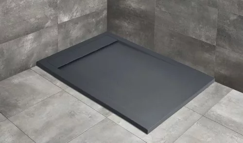 Teos F 150x80 vágható, kőhatású öntött márvány zuhanytálca antracit