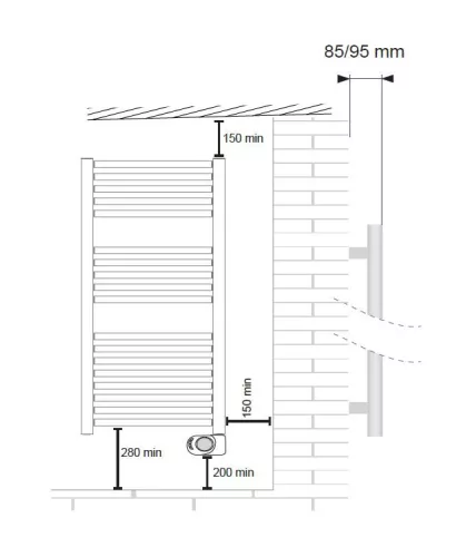 E-Innsbruck 480x920 elektromos fürdőszobai csőradiátor