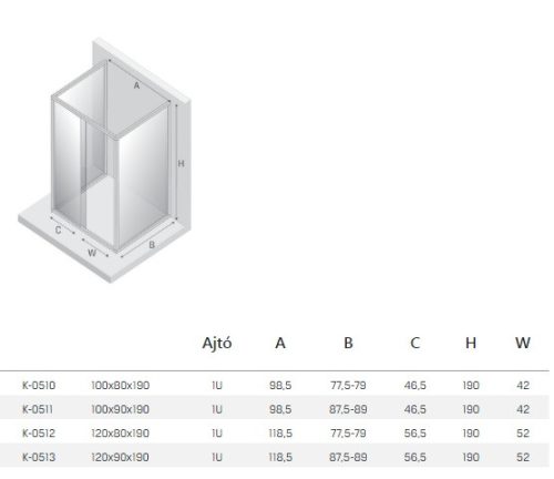 NewTrendy New Varia 120x80x80 3 oldalú falsíkra szerelhető zuhanykabin