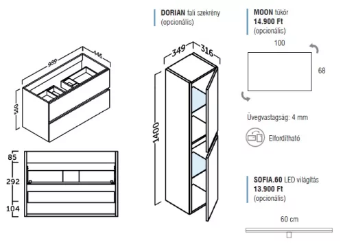 Dorian 100 modern fürdőszobabútor