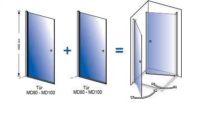 Sanoflex 100x100 nyílóajtós zuhanykabin rajz
