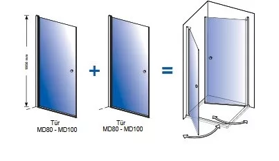 Sanoflex 90x90 nyílóajtós zuhanykabin rajz