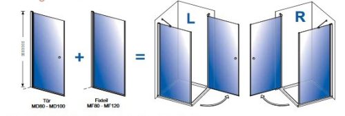Sanoflex 90x90 1 nyílóajtós zuhanykabin rajz
