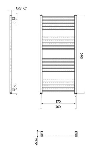 Sapho Metro-E 500x1060 elektromos fürdőszobai radiátor