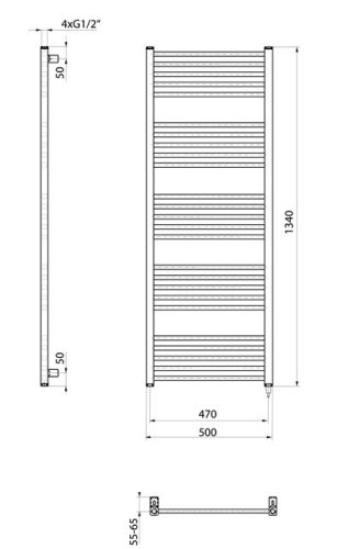 Sapho Metro-E 500x1340 elektromos fürdőszobai radiátor