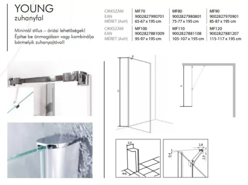 Sanotechnik Sanoflex Young 100 cm Walk in zuhanyfal