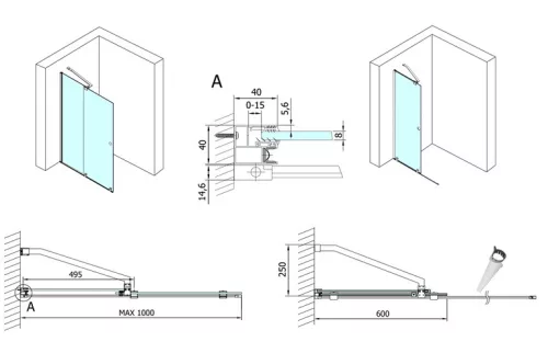 Polysan Modular Shower 100 fix fal tolóajtóval