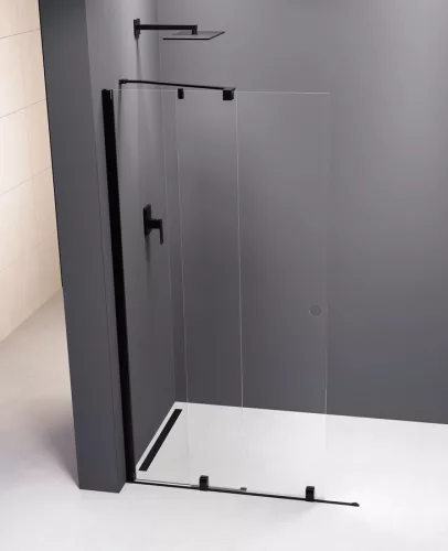 Polysan Modular Shower Black 120 fix fal tolóajtóval