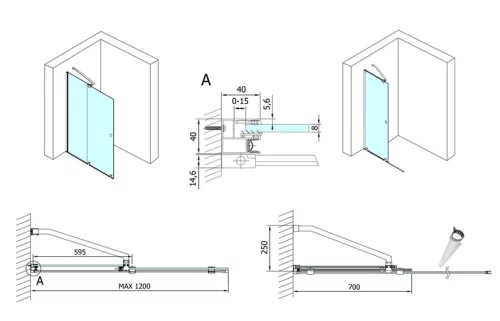 Polysan Modular Shower 120 fix fal tolóajtóval