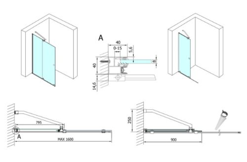 Polysan Modular Shower 160 fix fal tolóajtóval