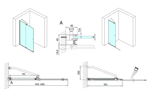 Polysan Modular Shower 160 fix fal tolóajtóval