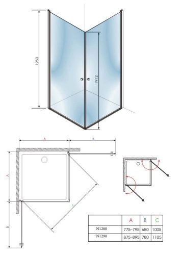 Sanotechnik Elegance 90x90 szögletes zuhanykabin