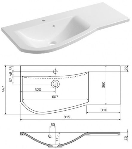 Roltechnik Opal 90 cm alsóbútor mosdóval