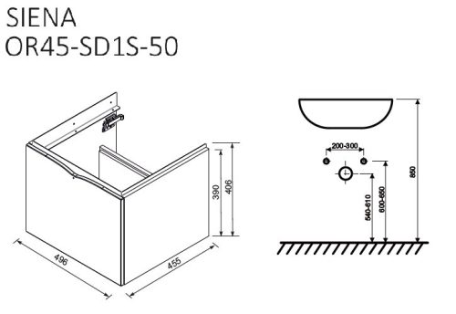 Roltechnik Siena 50 cm alsóbútor mosdóval