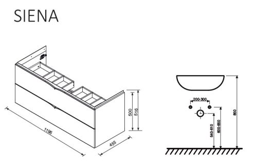 Roltechnik Siena 120 cm alsóbútor mosdóval