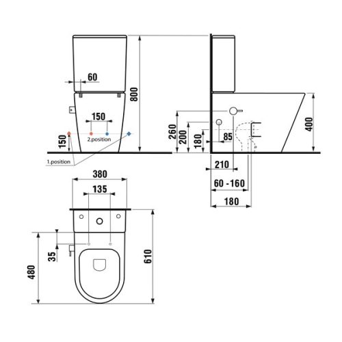 Sapho PACO RIMLESS monoblokos kombi WC bidézuhannyal