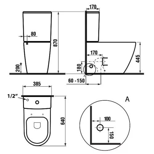 Sapho TURKU Rimless kombi WC