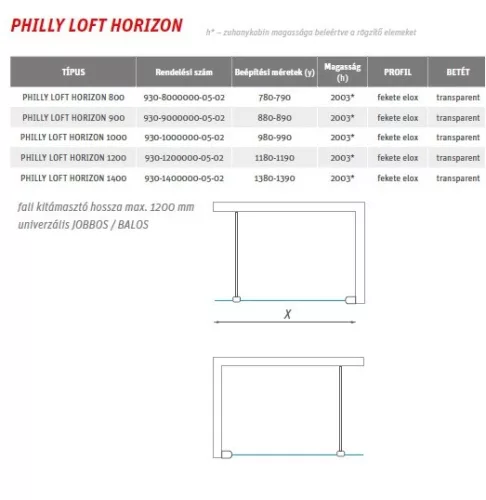 Roltechnik Philly Loft Horizon 120 cm Walk in zuhanyfal outlet