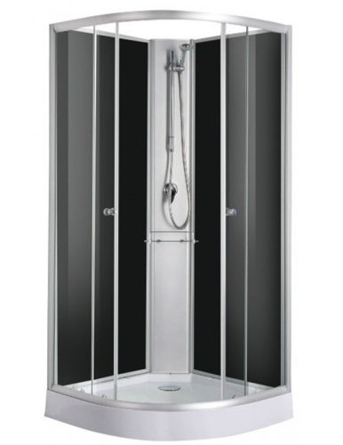 Sanotechnik Rio Black 90x90 cm íves hátfalas komplett zuhanykabin