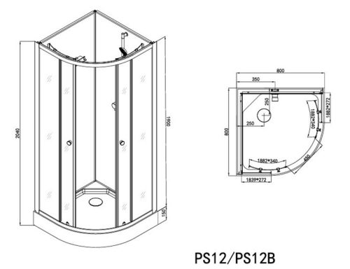 Sanotechnik Bela 1 80x80 cm hátfalas komplett zuhanykabin