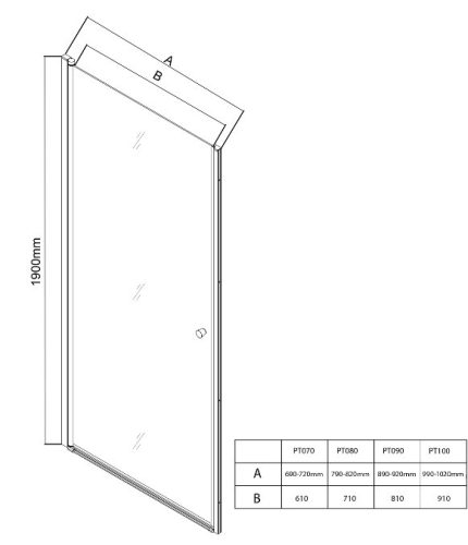 Aqualine Pilot 80 cm nyílóajtós zuhanyajtó