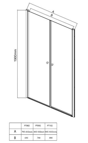 Aqualine Pilot 80 cm kétszárnyú zuhanyajtó