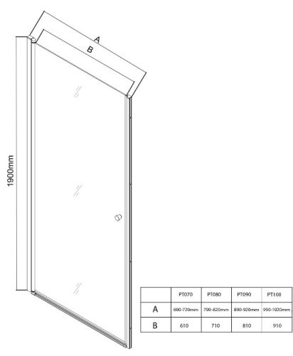 Aqualine Pilot 90 cm nyílóajtós zuhanyajtó