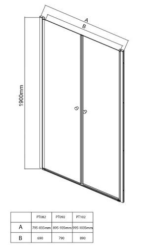 Aqualine Pilot 100 cm kétszárnyú zuhanyajtó