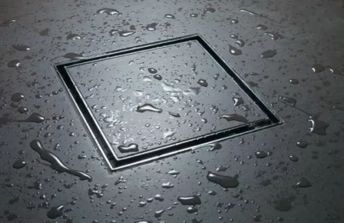 RRF-S rozsdamentes zuhanyfolyóka szögletes, burkolható 200x200 mm beépítve