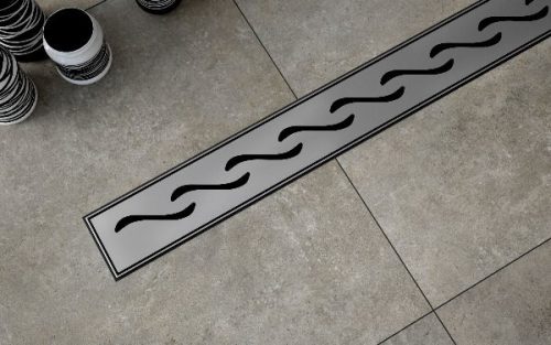 RRF5-600 rozsdamentes zuhanyfolyóka ráccsal, 600 mm beépítve