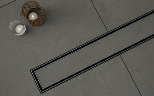 RRF7-600 rozsdamentes zuhanyfolyóka, burkolható 600 mm beépítve