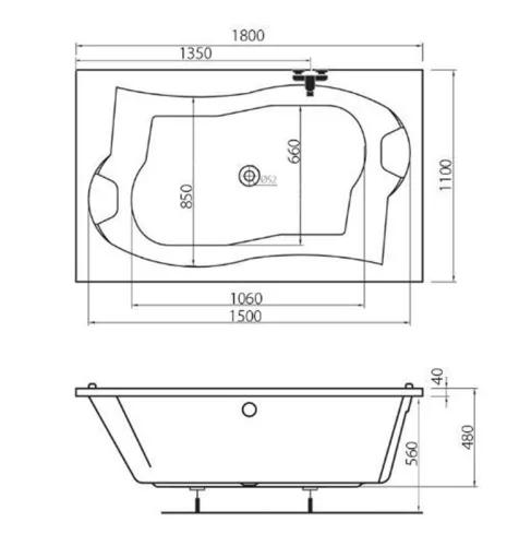 Royal 180x110 Activ hidromasszázs kád méretei