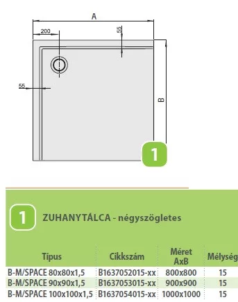 Sanplast B-M/Space 80x80 öntött márvány zuhanytálca