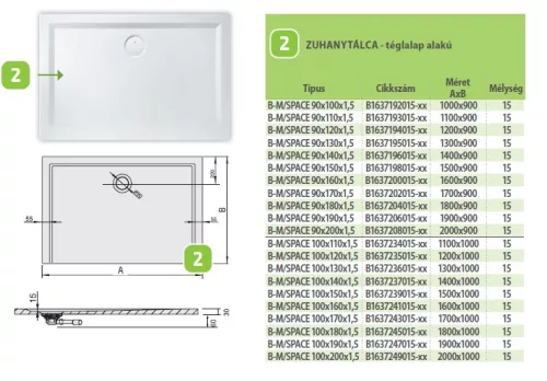 Sanplast B-M/Space 120x90 öntött márvány zuhanytálca