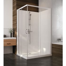 Sanplast kpl-KCKN/Basic-M 90-S hátfalas komplett zuhanykabin lapos zuhanytálcával