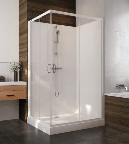 Sanplast kpl-KCKN/Basic-M 90-S hátfalas komplett zuhanykabin előlapos zuhanytálcával