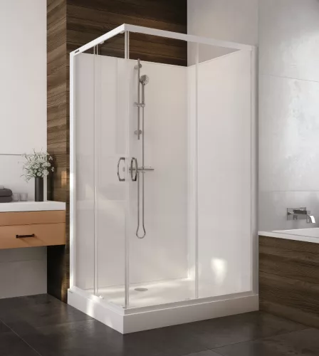 Sanplast kpl-KCKN/Basic-M 90-S hátfalas komplett zuhanykabin előlapos zuhanytálcával