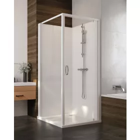Sanplast kpl-KCDJ/Basic-M 90-S hátfalas komplett zuhanykabin lapos tálcával