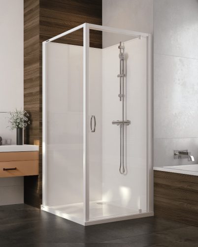 Sanplast kpl-KCDJ/Basic-M 90-S hátfalas komplett zuhanykabin lapos tálcával